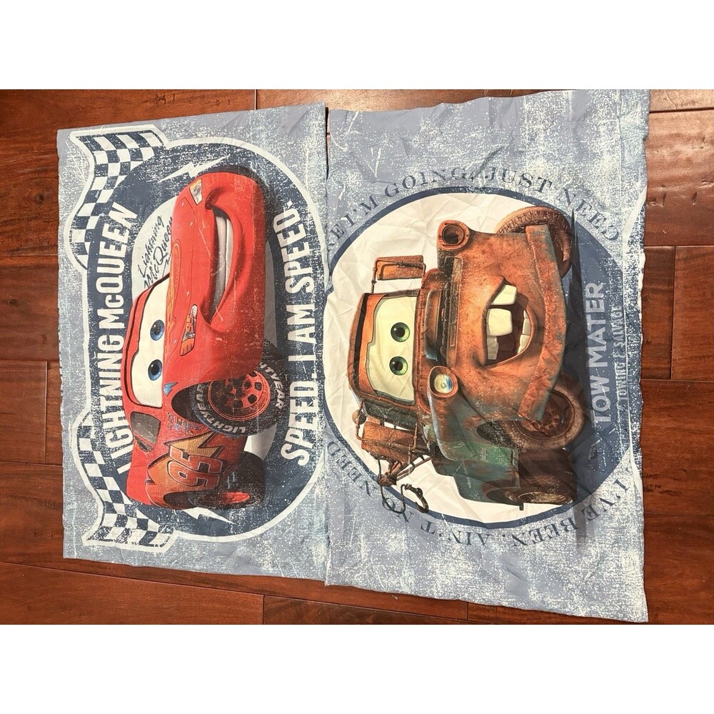 Disney Pixar Cars Standard Pillow Case Lightening McQueen Mater Set Of 2 Reverse